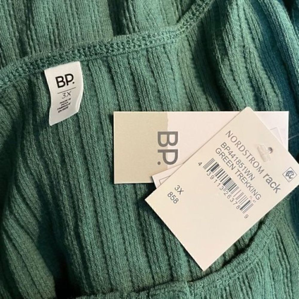 Nordstrom Bp Long Sleeve Henley Crop Top Green 3X NWT - Picture 8 of 10